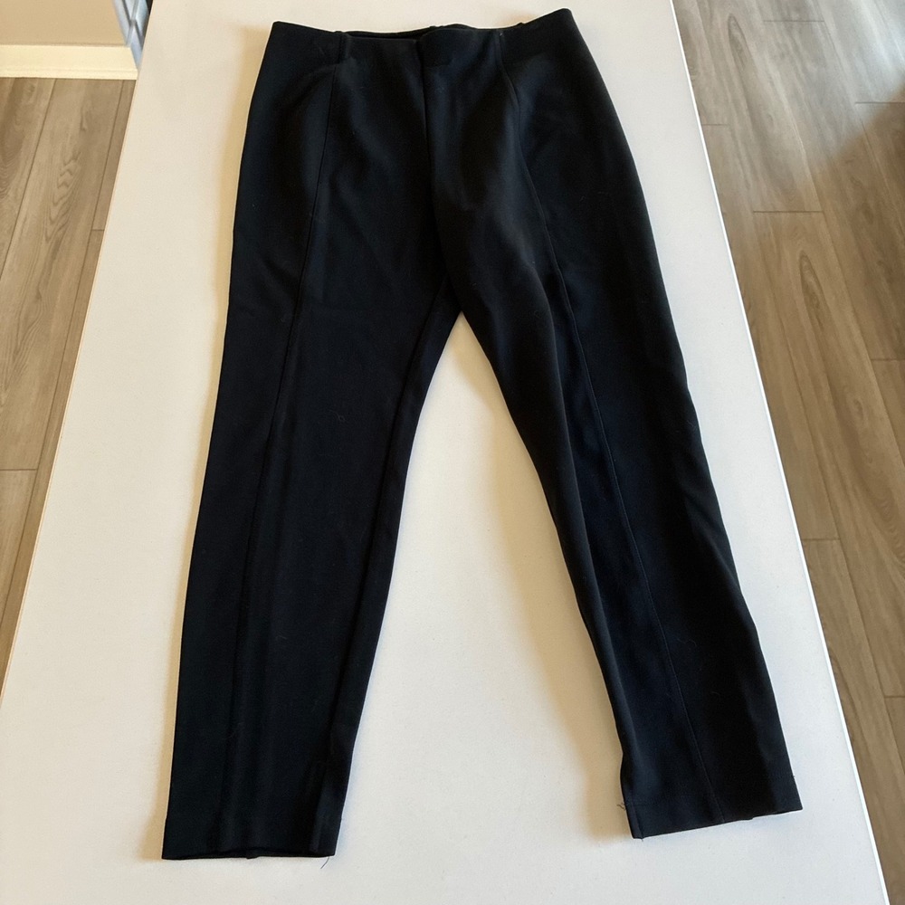 On‎ 34th Womens Black Ponte Pull On Pants Seam Detail Trousers Size L Short